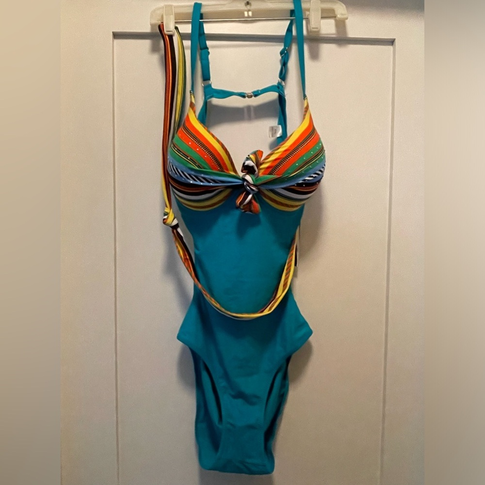 One piece “monokini” women’s swimsuit.